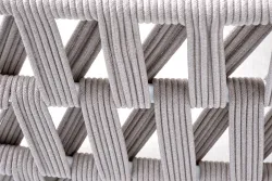 "Диего" кресло плетеное из роупа, основание дуб, каркас алюминий светло-серый (RAL7035) муар, роуп бежевый круглый, ткань бежевая 052