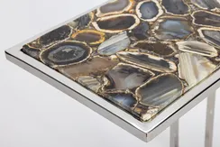 Кофейный столик Agate L, черный агат, серебро