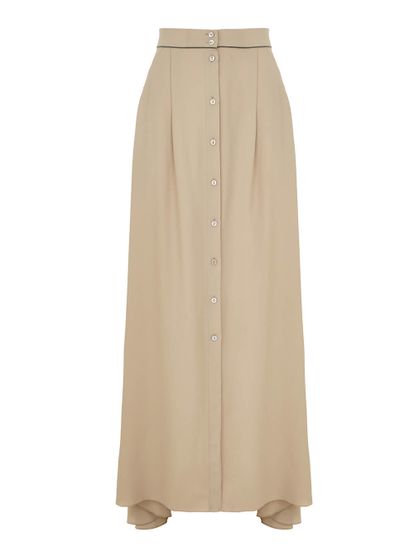 Женская юбка бежевого цвета из шелка - фото 1