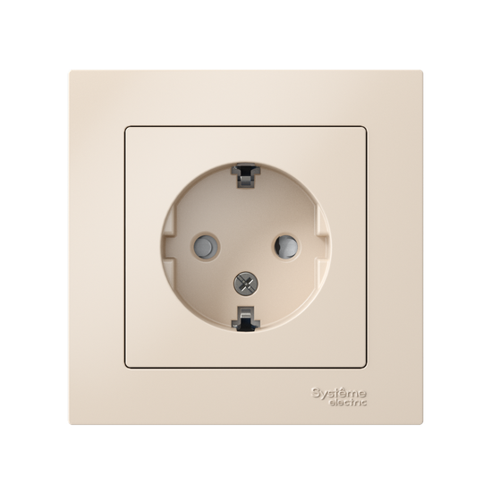 Розетка 1-м СП AtlasDesign 16А IP20 с заземл. защ. шторки в сборе беж. SE ATN000244
