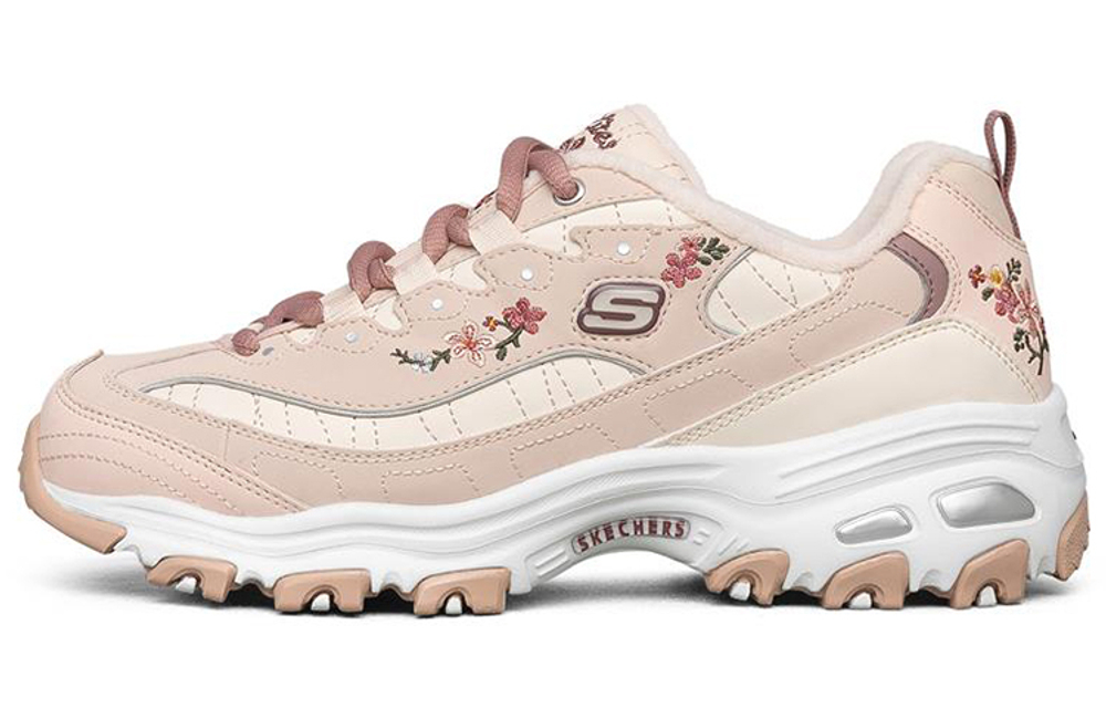 Skechers D"lites 1.0 Low Top Thick Bottom Running Shoes Pink/White Women"s