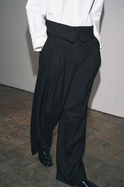 ZARA БРЮКИ С ОТЛОЖНЫМ ПОЯСОМ ИЗ ШЕРСТИ — ZW COLLECTION, ЧЕРНЫЙ