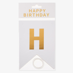 Гирлянда Флажки, Happy Birthday, Белый/Золото, Металлик, 500 см, 16*12 см