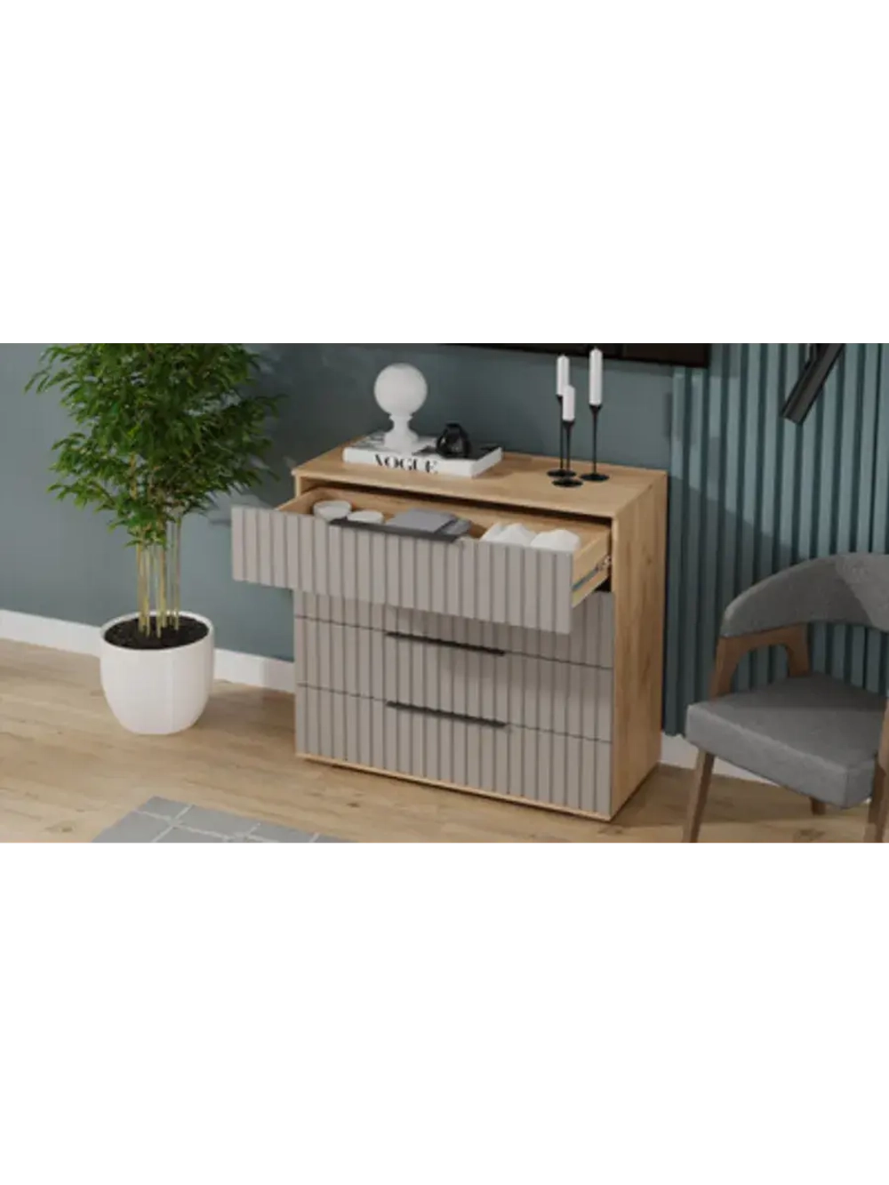 Комод для одежды Мокко матовый 4 ящика 92х41х84 см