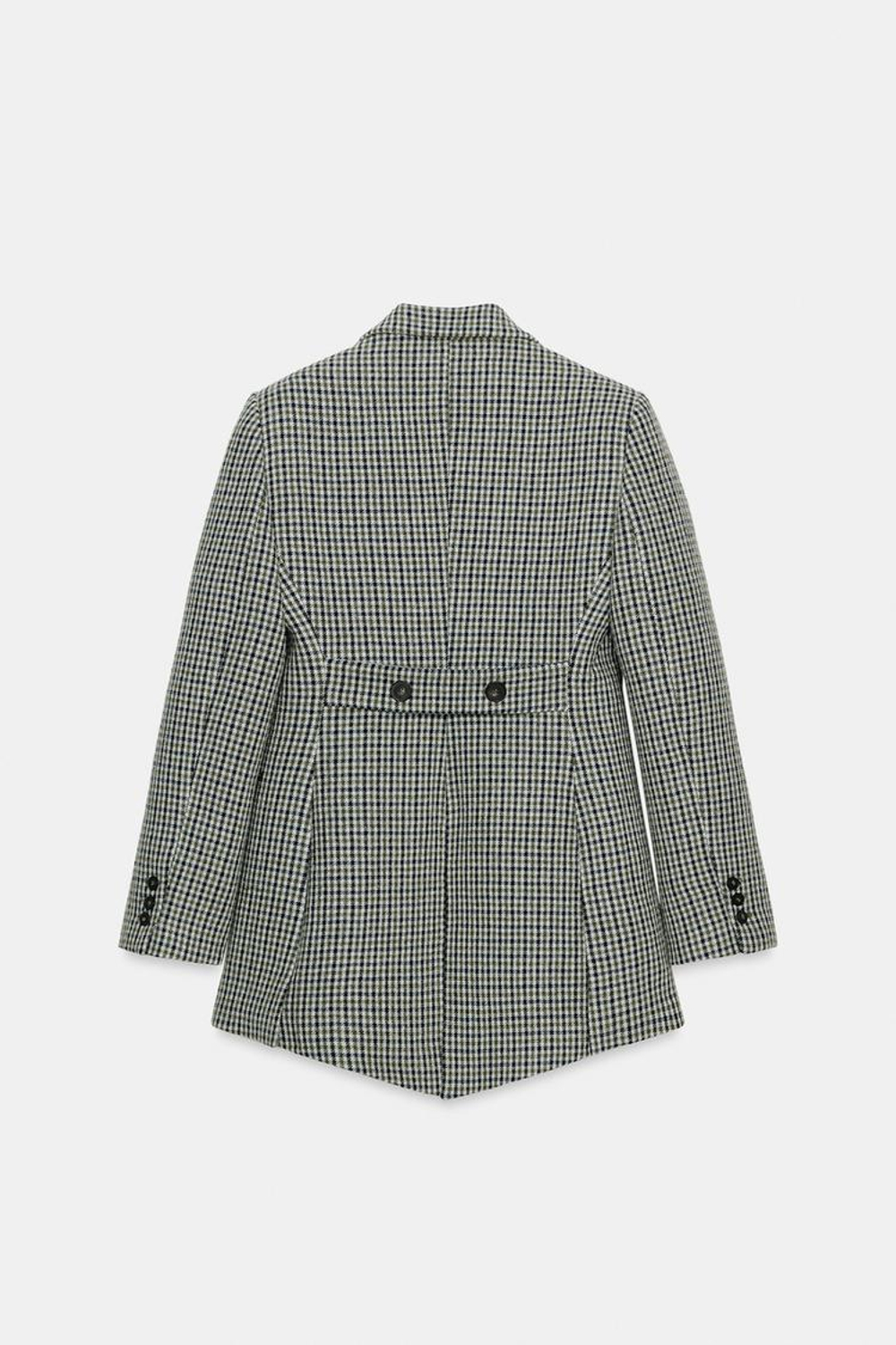 ZARA АСИММЕТРИЧНЫЙ БЛЕЙЗЕР В КЛЕТКУ ИЗ ШЕРСТЯНОЙ ТКАНИ — ZW COLLECTION LIMITED EDITION, КАМЕННО-СЕРЫЙ