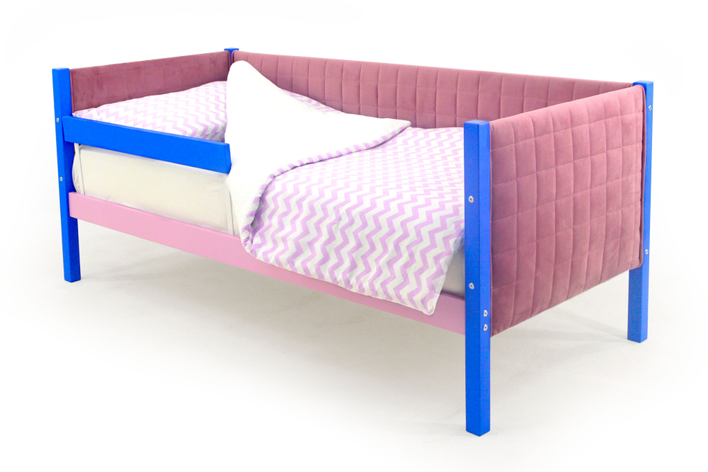 Детская кровать-тахта мягкая Бельмарко Svogen синий-лаванда