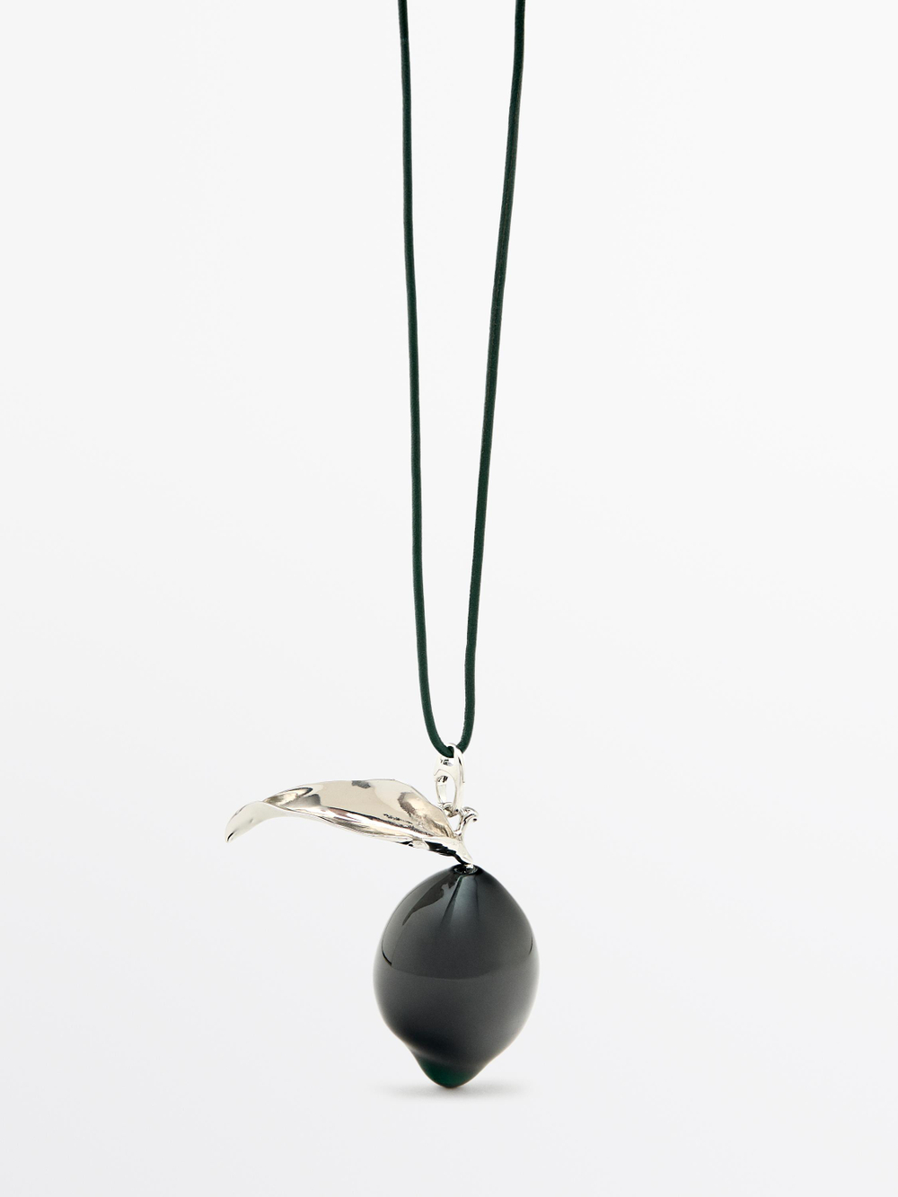 Massimo Dutti Подвеска на кожаном шнурке, серебряный