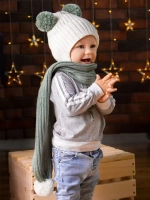 Шапка детская осенняя и шарф с ушками