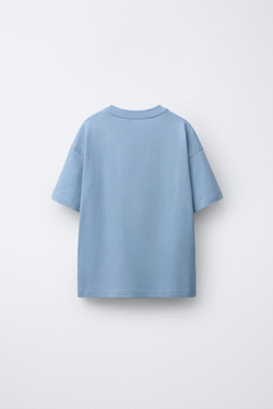 ZARA БАЗОВАЯ ОДНОТОННАЯ ФУТБОЛКА, СИНИЙ