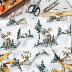 Ткань мембрана лось на зимнем пейзаже