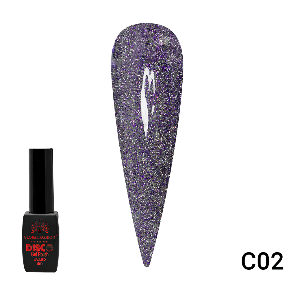 Гель лак Disco Gel Polish, Global Fashion, светоотражающий, 8 мл C02