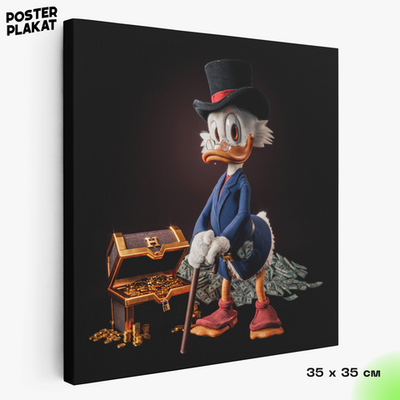 Картина Скрудж Макдак / Scrooge McDuck, Дядя Скрудж, холст с печатью на подрамнике, интерьерная, Постер Плакат