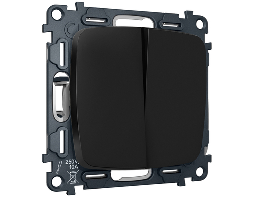 MO803050 Комплект механизма 2-кл выключателя с самовозвратом OMEGA Черный матовый QUANT (OP8030, VM129)