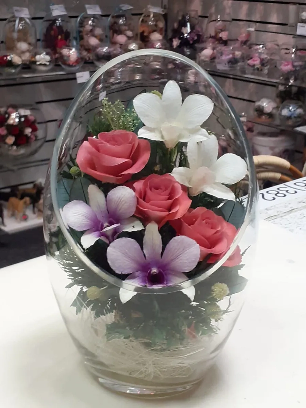 Натуральные цветы в стекле, вакуум