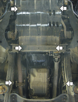 Защита стальная 3 мм Д, ПДф, КПП Mitsubishi Pajero Sport II MOTODOR.11314