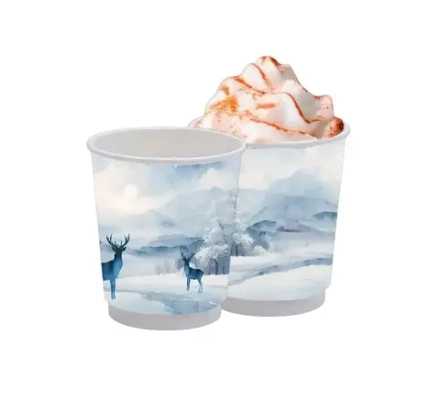 Стакан бумажный 2сл 250 (275) мл d=80 мм TaMbien для горячего Акварельная Зима