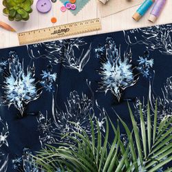 Ткань таффета белые воздушные растения