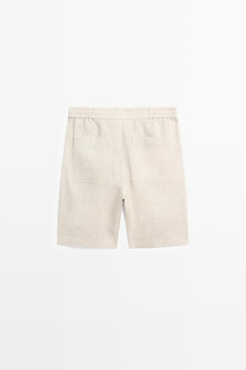ZARA Льняные шорты-бермуды с эластичным поясом, кремовый
