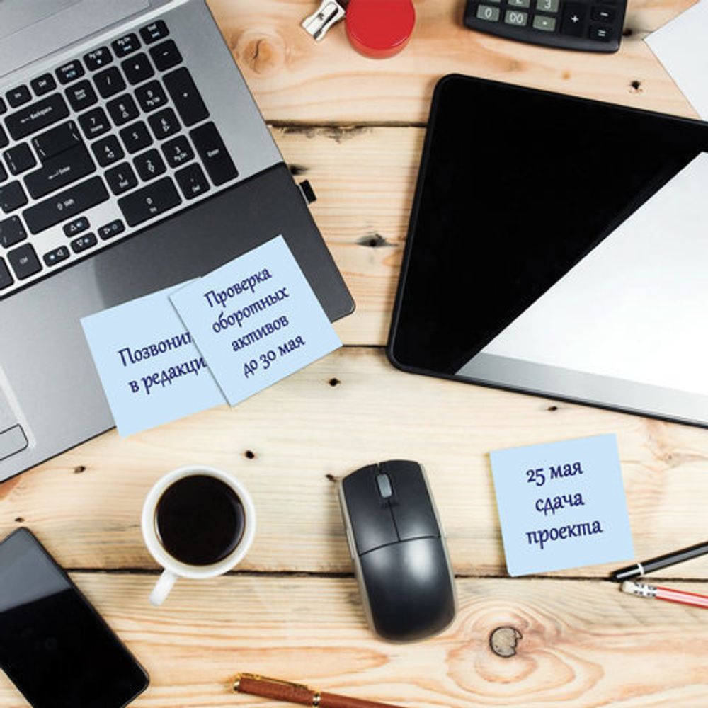 Блок самоклеящийся (стикеры) STAFF, 76х76 мм, 100 листов, голубой, 129362