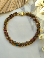 Колье из бисера "Змейка" ручной работы с камнем Гранат (гроссуляр)