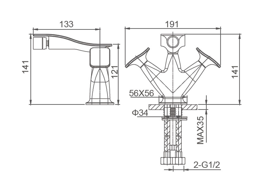 Смеситель для биде WONZON & WOGHAND SHAKESPEARE, Хром (WW-655001-CR)
