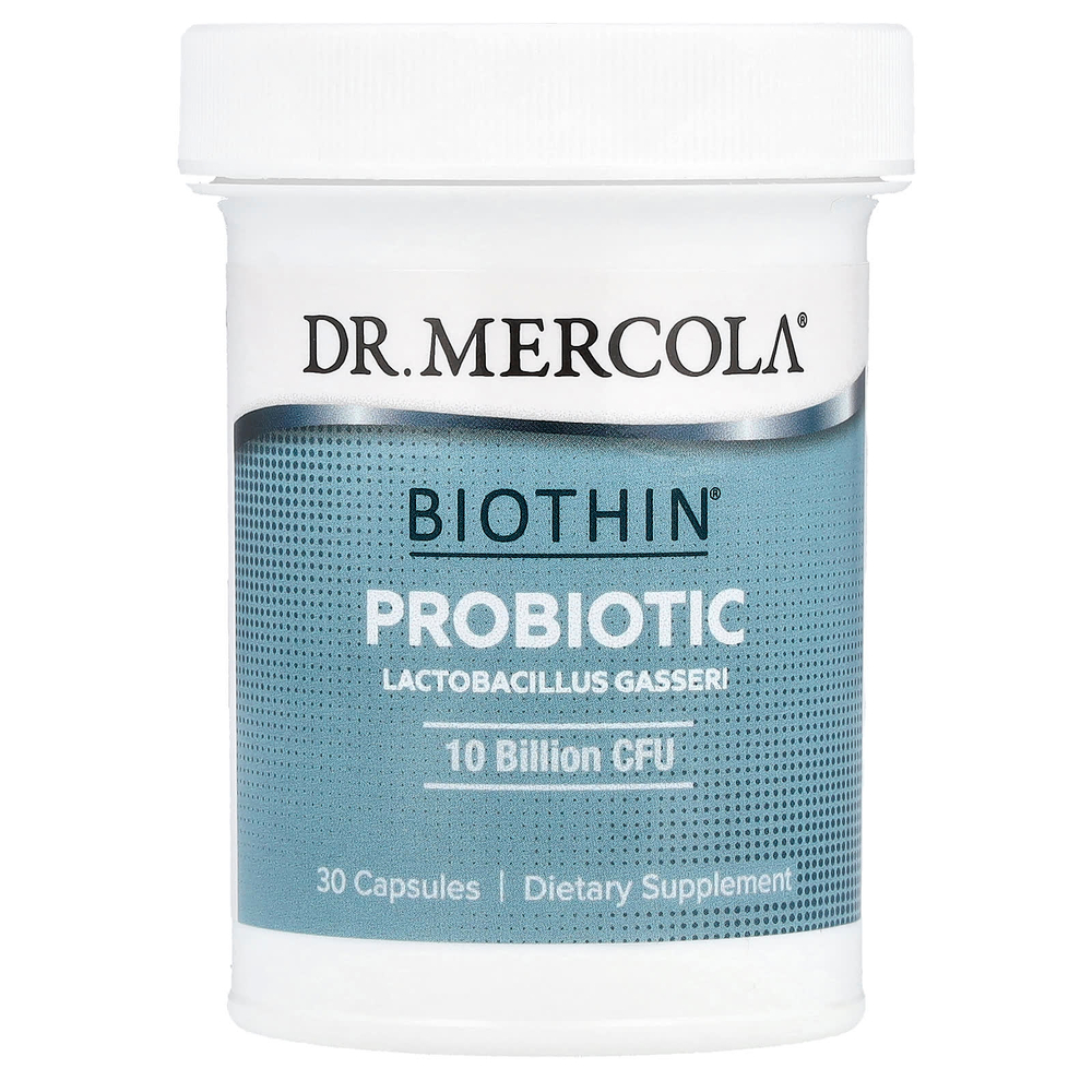 Dr. Mercola, Biothin®, пробиотик, лактобактерии гассери, 250 мг (10 млрд КОЕ), 30 капсул