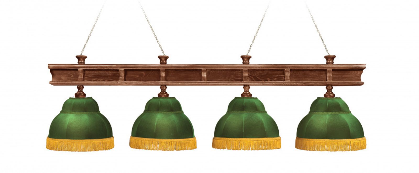 Лампа Президент 4пл. ясень (№3,бархат зеленый,бахрома желтая,фурнитура золото) фото №1