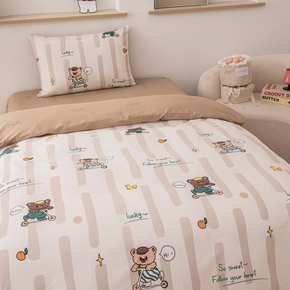Комплект постельного белья Сатин Люкс KIDS 100% хлопок CDK097 1.5-спальный наволочки 50x70