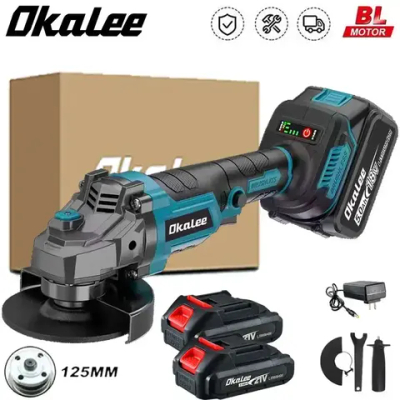 OKALEE инструмент 125 мм, 2300 Вт, бесщеточная портативная, 19500 об/мин, Болгарка электрическая ,угловая шлифовальная машина, шлифовка/резка(2 шт. 3,0 мА)