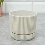 Кашпо Стрип 0,6л d11см с подставкой, кремовый