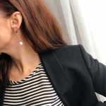 Серьги круг с жемчужиной на палке, цвет серебро, Италия