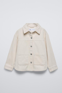 ZARA ВЕЛЬВЕТОВАЯ КУРТКА-РУБАШКА, ЭКРЮ