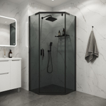 Душевое ограждение Niagara Eco NG-1009-14DT (90х90х190) трапеция,распашное,черный,стекло тонированное,1 место