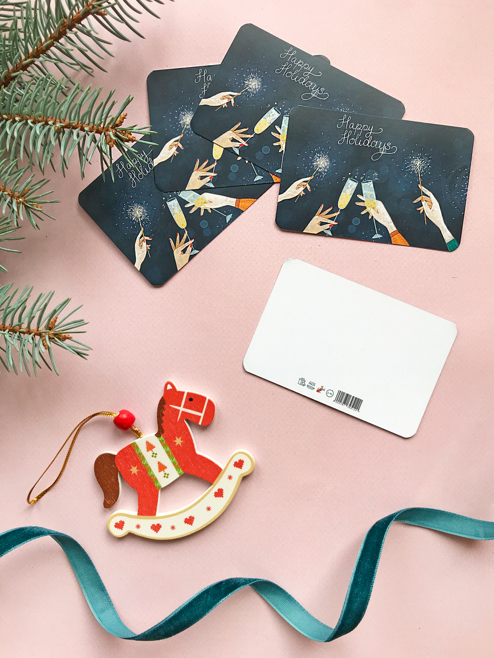 Открытка "Happy Holidays" 6 × 9 см