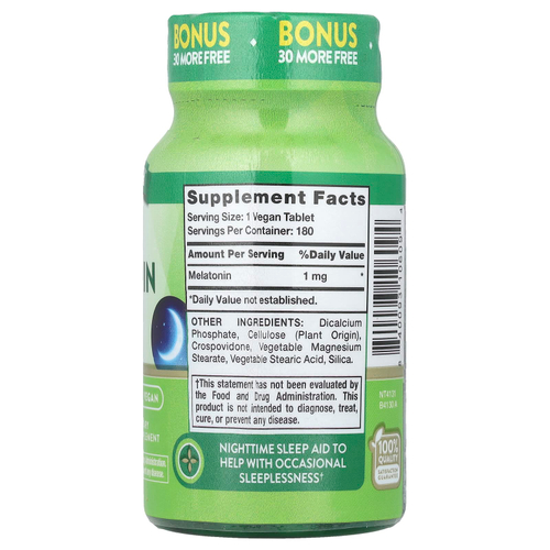 Nature's Truth, Мелатонин для сна, 1 мг, 180 таблеток
