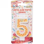 Свеча для торта Цифра Весёлый затейник «5» 6 см