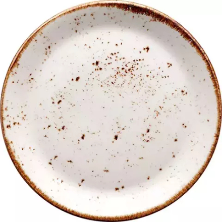 Тарелка «Крафт Вайт» мелкая фарфор D=23,H=2см белый,коричнев