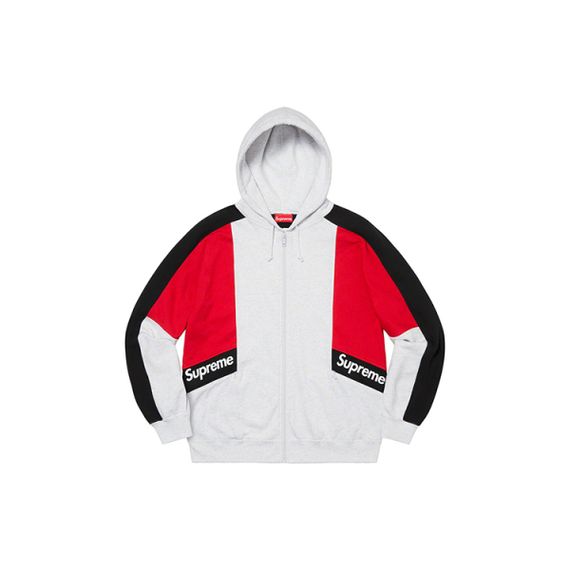 Supreme SS20 Week 3 Color Blocked Zip Up Hooded Sweatshirt