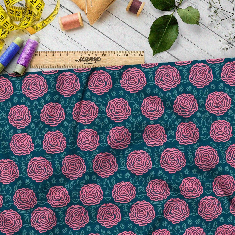 Ткань премиум дюспо схематичные розы