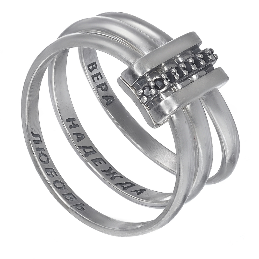 Кольцо из серебра/Родий/С камнями