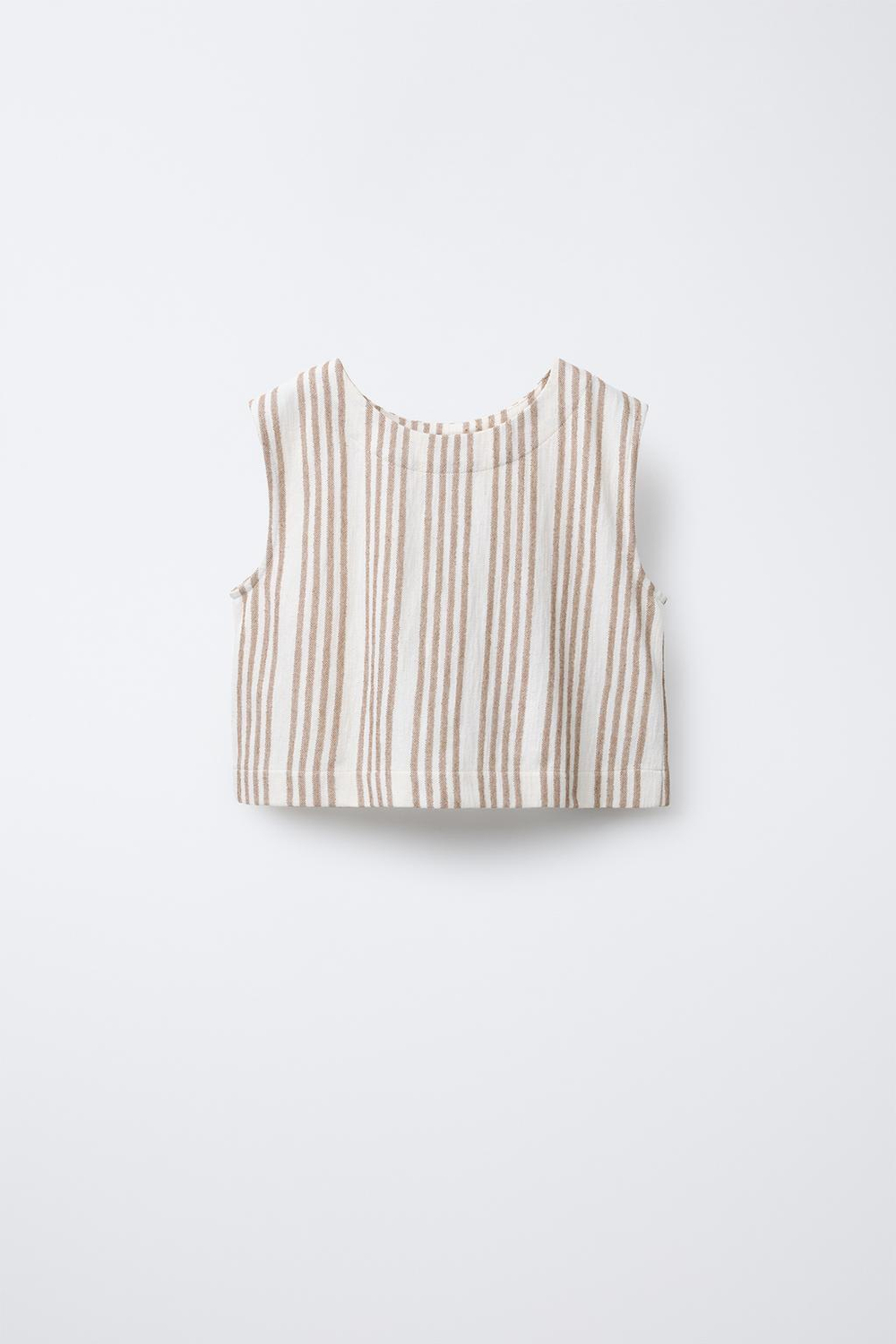 ZARA ФУТБОЛКА С ПОЛОСАМИ И БАНТАМИ, БЕЖЕВЫЙ