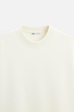 ZARA ТОЛСТОВКА INTERLOCK ИЗ РЕЛЬЕФНОЙ ТКАНИ, ЖЕЛТОВАТО-БЕЛЫЙ