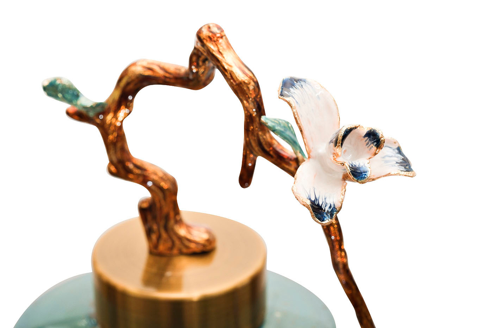 Ваза Garda Decor бирюзовая с ветвью 55RD4376L