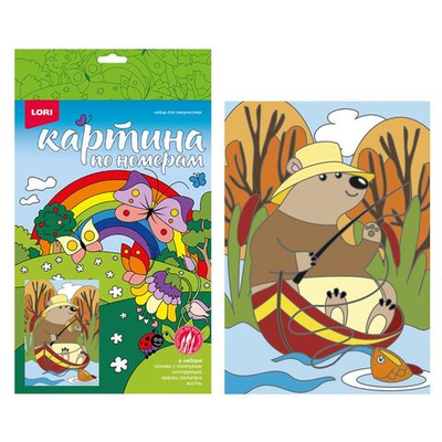 Картина по номерам 20*30см "Мишутка на рыбалке" (Lori)