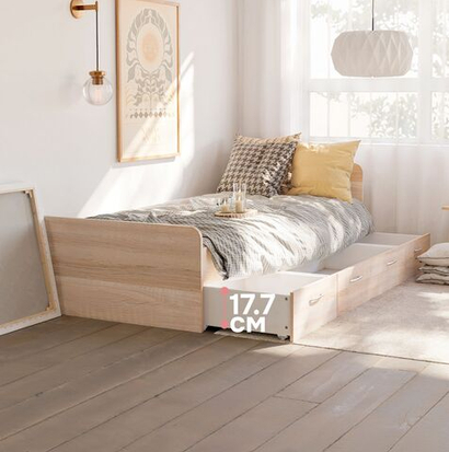 Кровать 90х200 см односпальная Боро, дуб сонома