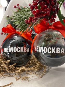 Ёлочный шар с перьями, шар на ёлку с логотипом, 1 шт №1915