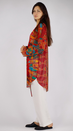 Платье-туника из сетки «Лодки» по мотивам этнической живописи австралийских аборигенов