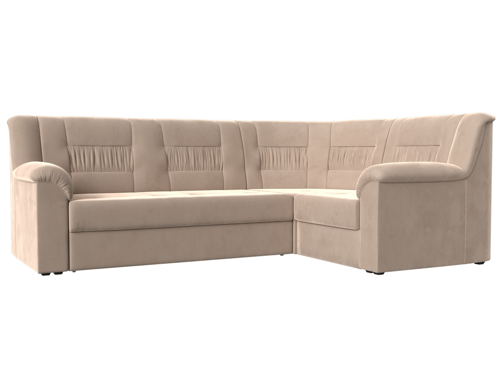 Диван угловой Карелия правый угол, Бежевый, Велюр, 113340