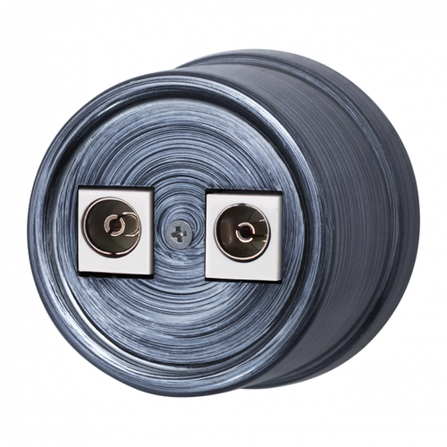 Розетка телевизионная двойная, оконечная, пластик, серебряный век B1-306-11