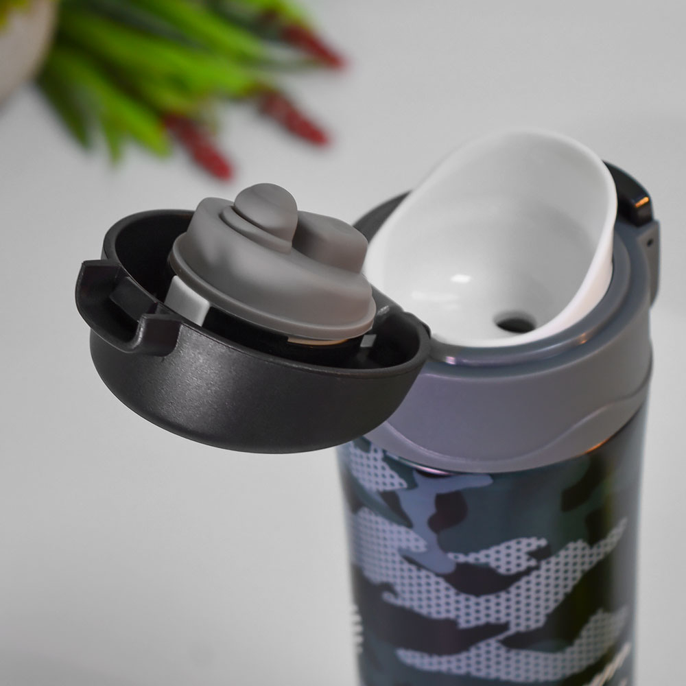 Термос-кружка 0,45л нерж с крышкой на защелке "Камуфляж" SATOSHI